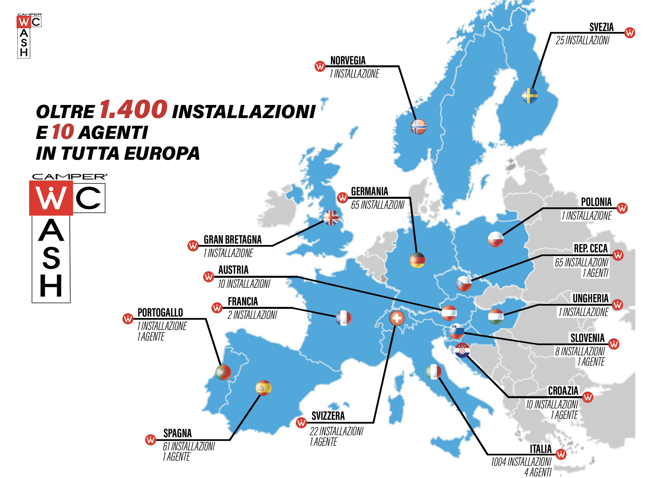 CamperWcWash in Europa